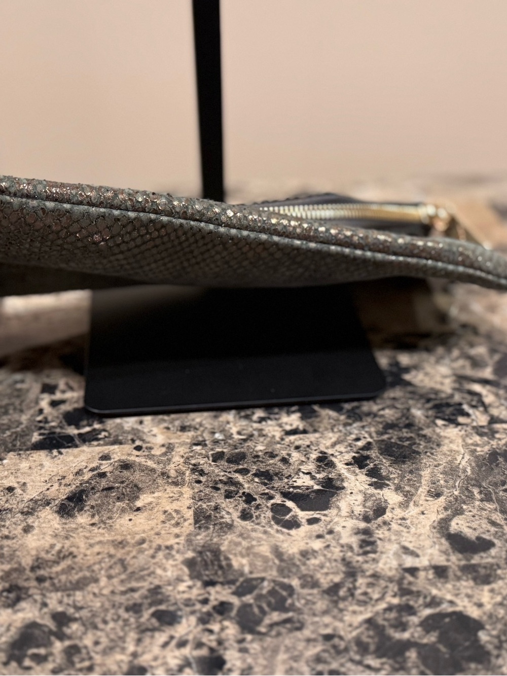 Henri Bendel Metallic Snakeskin Convertible Clutch / Shoulder Bag - Picture 5 of 15